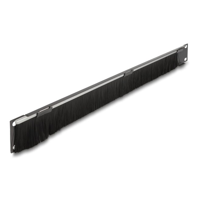 Delock 19″ Cable Management Brush Strip open at the bottom 1U black