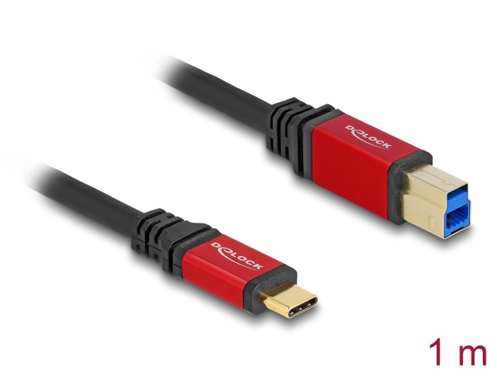 DeLOCK 80612 USB-kabel USB 3.2 Gen 1 (3.1 Gen 1) 1 m USB C USB B Zwart, Rood