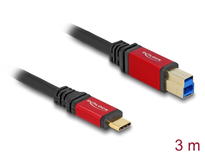 DeLOCK 80614 USB-kabel USB 3.2 Gen 1 (3.1 Gen 1) 3 m USB C USB B Zwart, Rood