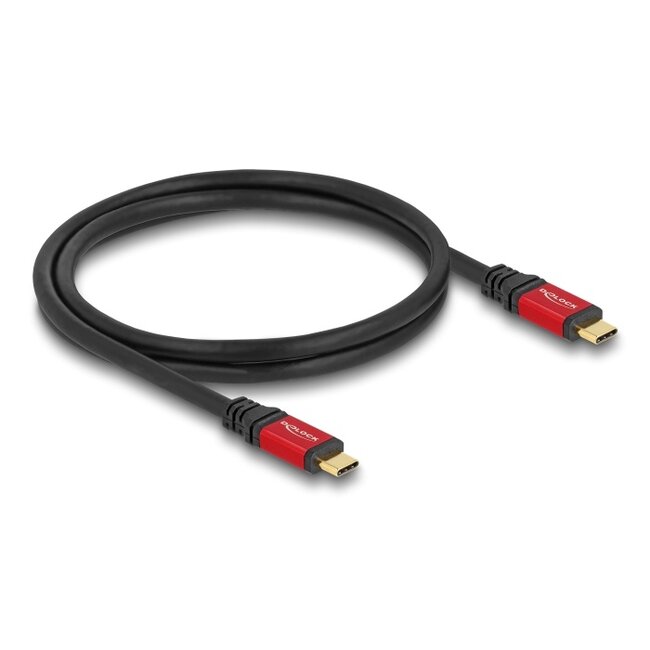 Delock USB 20 Gbps Cable USB Type-C™ male to male PD 3.0 100 W E-Marker 0.8 m red metal