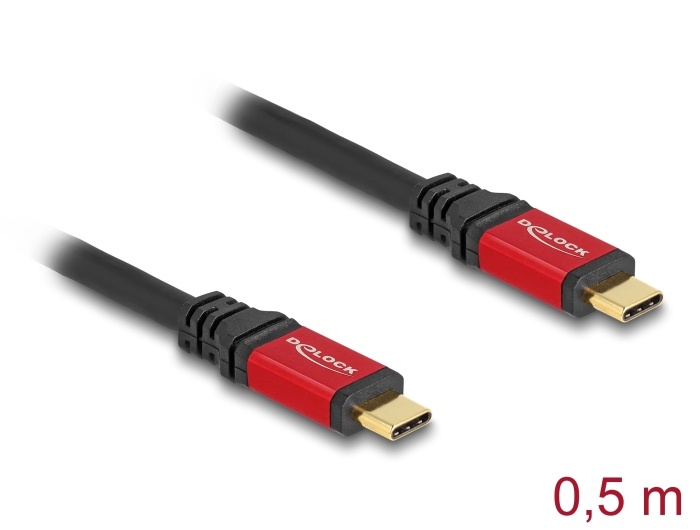 DeLOCK 80651 USB-kabel USB4 Gen 2x2 0,5 m USB C Zwart, Rood