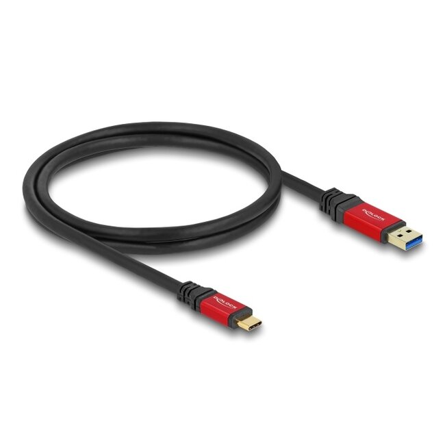 Delock USB 10 Gbps Cable USB Type-A male to USB Type-C™ male 1 m red metal
