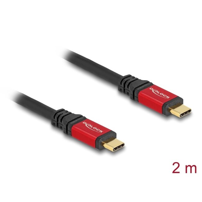 Delock USB 2.0 Cable USB Type-C™ male to male PD 3.1 240 W E-Marker 2 m red metal