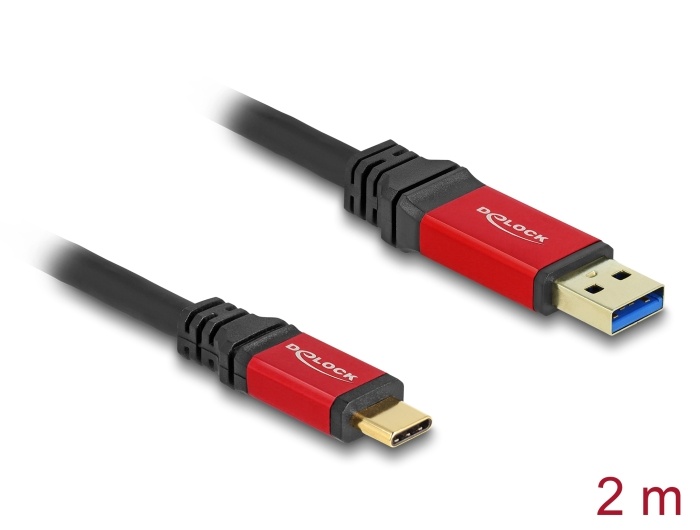 DeLOCK 80618 USB-kabel 2 m USB 3.2 Gen 2 (3.1 Gen 2) USB A USB C Zwart, Rood