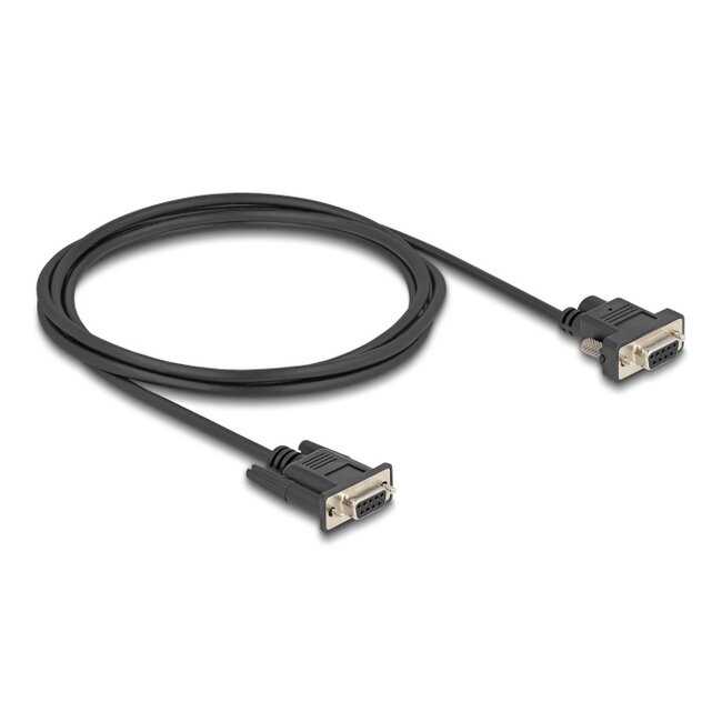 Delock Serial Cable RS-232 D-Sub9 female to D-Sub9 female Power Connection at Pin 9 2 m