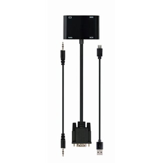 Cablexpert VGA naar HDMI + VGA adapterkabel, 0,15 m, zwart