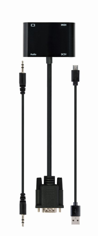 VGA naar HDMI + VGA adapterkabel, 0,15 m, zwart