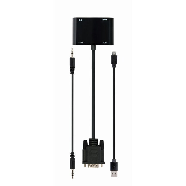 VGA naar HDMI + VGA adapterkabel, 0,15 m, zwart