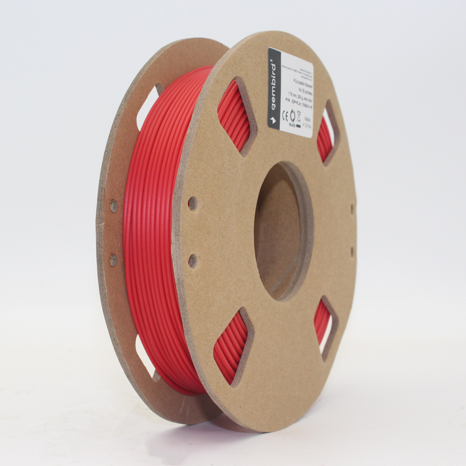 Gembird PLA Filament - 1.75mm - 200 gram - Rood - 3D printer filament