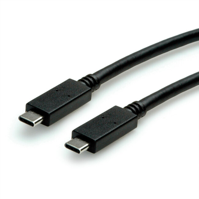 ROLINE GREEN USB 3.2 Gen 2 kabel, met PD 20V5A, Emark, C-C, M/M, zwart, 1 m