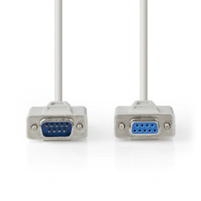 Seriële Kabel | D-SUB 9-Pins Male | D-SUB 9-Pins Female | Vernikkeld | 3.00 m | Rond | PVC | Ivoor | Label