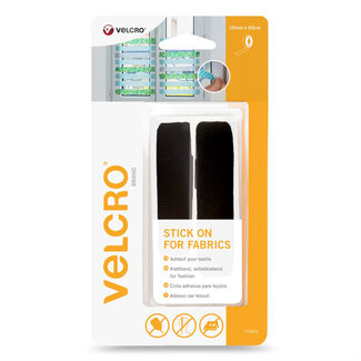 Velcro VELCRO® Plakband voor Textiel Klittenband met haken en lussen 19mm x 60cm Zwart