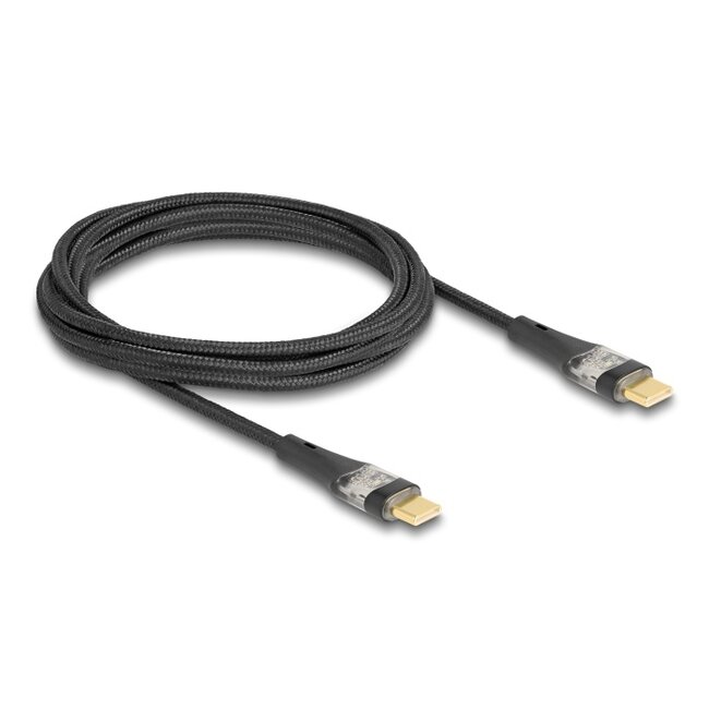 Delock USB 2.0 Data and Fast Charging Cable USB Type-C™ male to male transparent PD 3.0 100 W 2 m