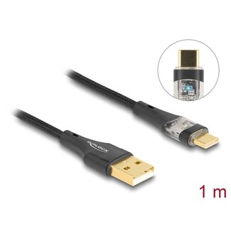 DeLOCK Delock USB 2.0 Cable Type-A male to USB Type-C™ male with Fast Charging 60 W transparent 1 m