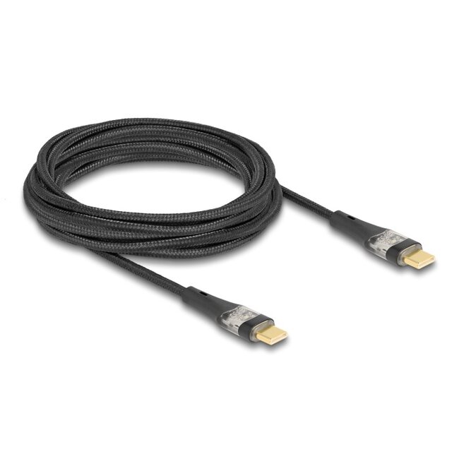 Delock USB 2.0 Data and Fast Charging Cable USB Type-C™ male to male transparent PD 3.0 100 W 3 m