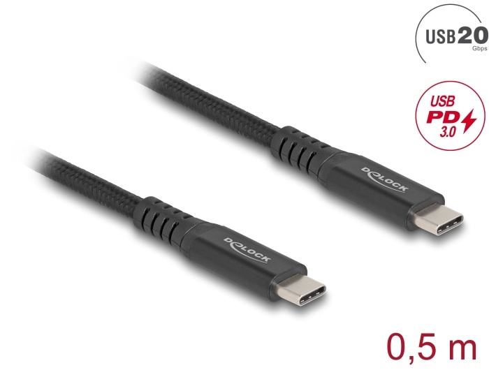 DeLOCK 80023 USB-kabel USB4 Gen 2x2 0,5 m USB C Zwart