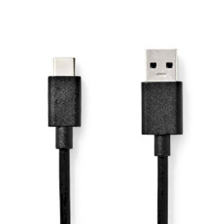 Nedis USB-Kabel | USB 3.2 Gen 1 | USB-A Male | USB-C™ Male | 15 W | 5 Gbps | Vernikkeld | 1.00 m | Rond | PVC | Zwart | Label