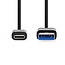 USB-Kabel | USB 3.2 Gen 1 | USB-A Male | USB-C™ Male | 15 W | 5 Gbps | Vernikkeld | 1.00 m | Rond | PVC | Zwart | Label