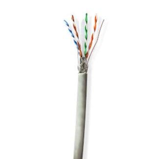 Nedis Netwerk Kabel Rol | CAT6 | Solid | S/FTP | CCA | 100.0 m | Binnenshuis | Rond | PVC | Grijs | Gift Box