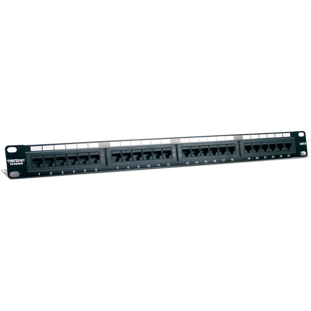 Trendnet 24-port Cat6 Unshielded Patch Panel. Bekabelingstechnologie: 1000Base-T, Netwerkfuncties: Ethernet/Fast Ethernet/Gigabit Ethernet, Ondersteundende kabel types: Cat6