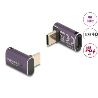 DeLOCK Delock USB Adapter 40 Gbps USB Type-C™ PD 3.1 240 W male to female angled 8K 60 Hz metal