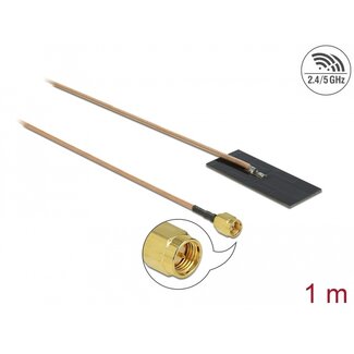 DeLOCK Delock WLAN 802.11 ac/ax/a/h/b/g/n Antenna SMA plug 0.5 - 1.2 dBi RG-178 1 m PCB internal self adhesive