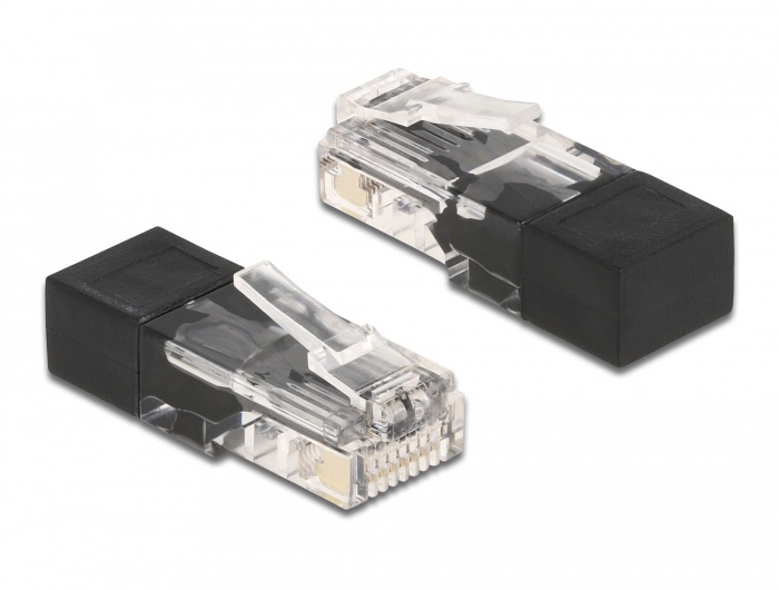 DeLOCK 66807. Aansluiting(en): RJ-45, Kleur van het product: Zwart, Transparant, Geslacht connector: Mannelijk. Breedte: 11,6 mm, Diepte: 30,3 mm, Hoogte: 7,9 mm. Aantal per verpak