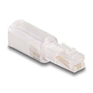 DeLOCK Delock Telephone Cable Anti-Twist Adapter RJ10 plug to RJ10 jack transparent / white DeLOCK Delock Telephone Cable Anti-Twist Adapter RJ10 plug to RJ10 jack transparent / white
