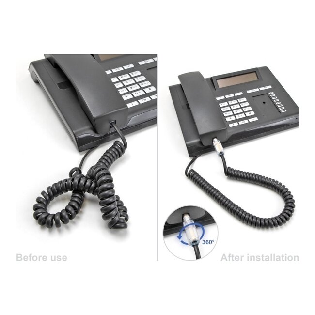 Delock Telephone Cable Anti-Twist Adapter RJ10 plug to RJ10 jack transparent / white