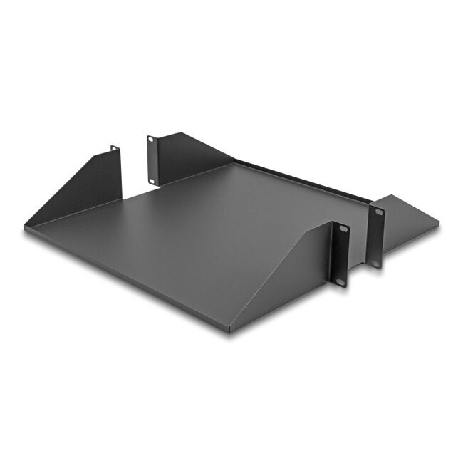 Delock 19″ Shelf double-sided up to 46 kg from 500 mm depth 2U dark grey