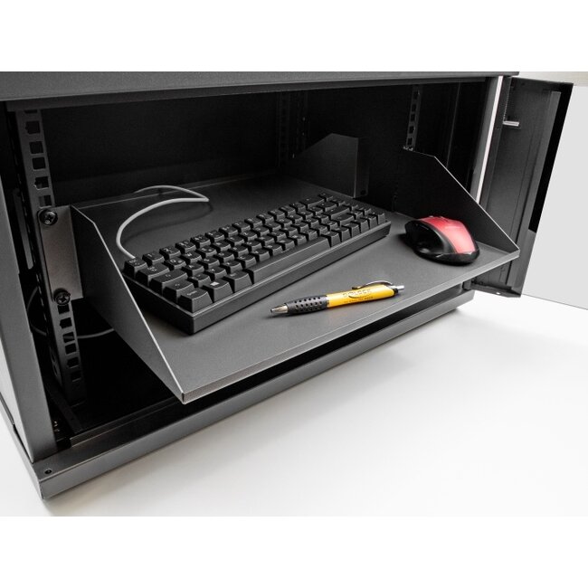 Delock 19″ Shelf double-sided up to 46 kg from 500 mm depth 2U dark grey