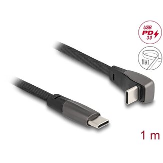 DeLOCK Delock USB 2.0 Flat Ribbon Cable USB Type-C™ male to USB Type-C™ male angled PD 3.0 60 W 1 m black