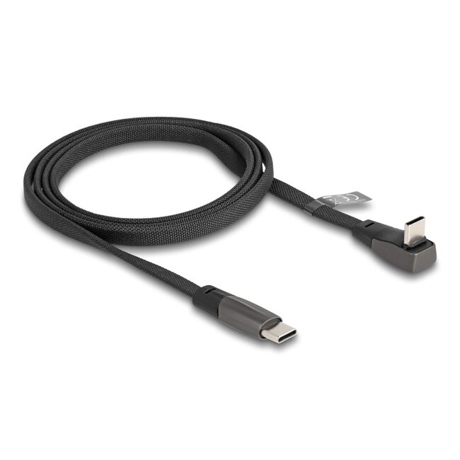Delock USB 2.0 Flat Ribbon Cable USB Type-C™ male to USB Type-C™ male angled PD 3.0 60 W 1 m black