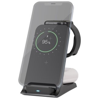 Goobay Goobay 3in1 Wireless Charger, Qi-compatible, Black