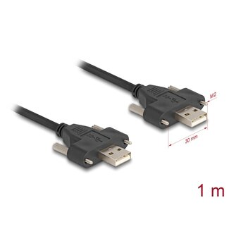DeLOCK Delock USB 2.0 Cable Type-A male to male with screw distance 30 mm 1 m black