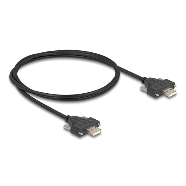 Delock USB 2.0 Cable Type-A male to male with screw distance 30 mm 1 m black