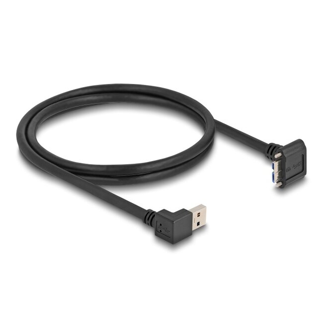 Delock USB 5 Gbps Cable USB Type-A male 90° downwards angled to USB Micro-B male with screw distance 18 mm 90° downwards angled 1 m black