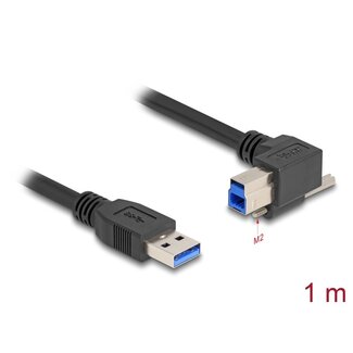 DeLOCK Delock USB 5 Gbps Cable USB Type-A male straight to USB Type-B male with screw 90° right angled 1 m black