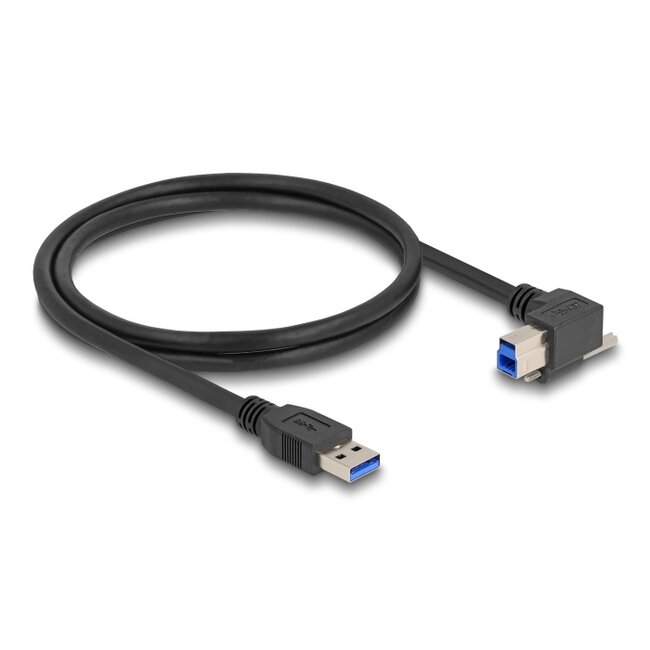 Delock USB 5 Gbps Cable USB Type-A male straight to USB Type-B male with screw 90° right angled 1 m black