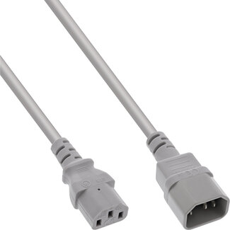 InLine® InLine® Power cable extension, C13 to C14, grey, 1.5m