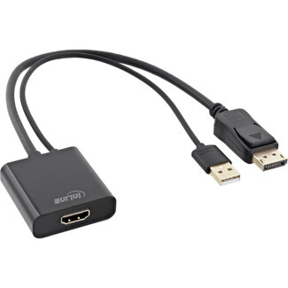 InLine® InLine® HDMI F to DisplayPort M Converter Cable, 4K, black/gold, 0.3m