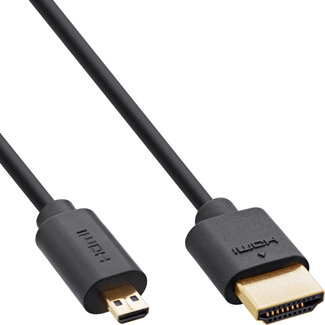 InLine® InLine® Slim Ultra High Speed HDMI Cable AM/DM (Micro) 8K4K gold plated black 0.3m