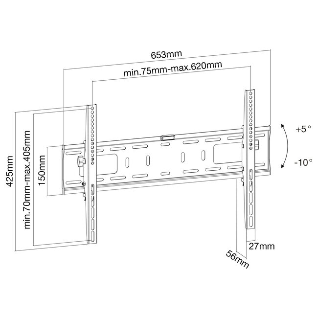 InLine® Basic wall mount, for flat screen TV 94-178cm (37-70"), max. 50kg