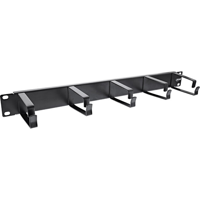 InLine® 19" Cable management panel, 5 large brackets, RAL9005, black