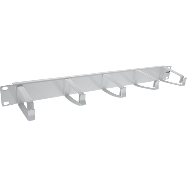 InLine® 19" Cable management panel, 5 large brackets, RAL7035, grey