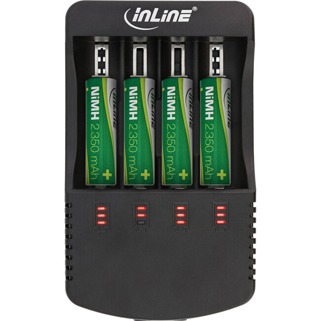 InLine® Charger for Lithium and NiCd+NiMH batteries, with Powerbank function