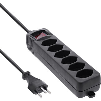 InLine® InLine® Power strip SWITZERLAND, 6-way, with switch, 1.5m, black