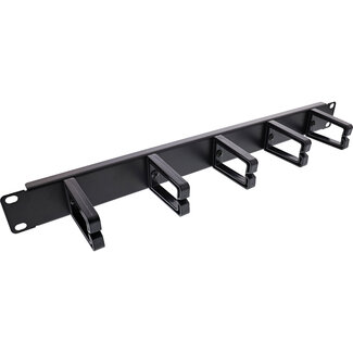 InLine® InLine® 19" cable management panel, 5 plastic brackets, RAL 9005, black