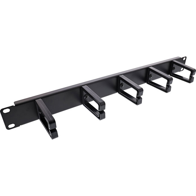 InLine® 19" cable management panel, 5 plastic brackets, RAL 9005, black