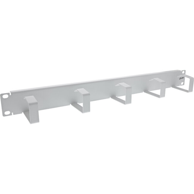 InLine® 19" Cable management panel, 5 small brackets, RAL7035, grey